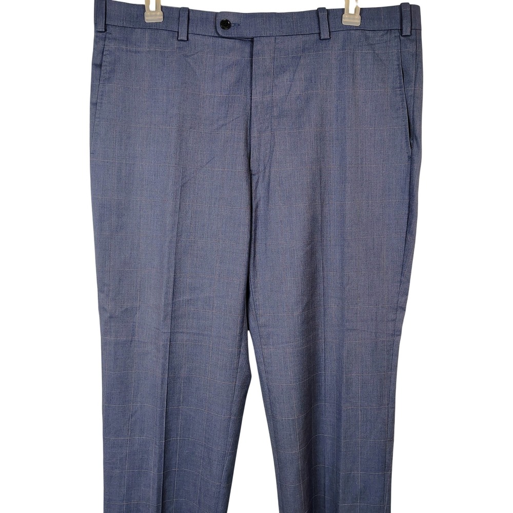 Aristo Eighteen‎ SZ 40 Dress Pants Blue Windowpane Plaid Dark Academia Preppy